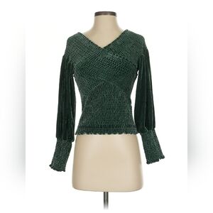 BB Dakota Forest Green Smocked Blouse